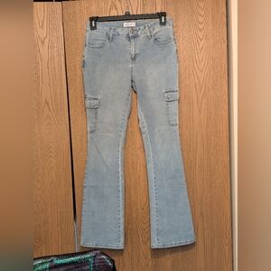 Women's Light Colored Cargo Flared Jeans